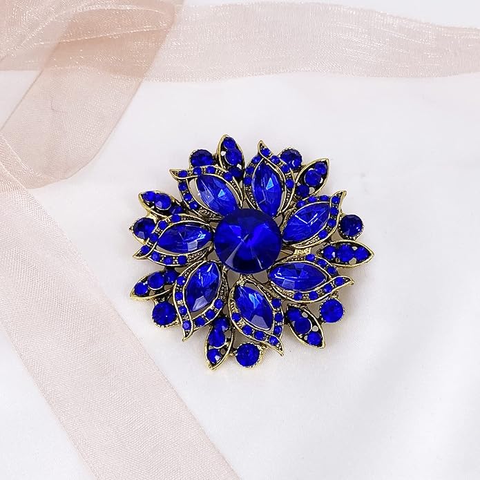 LAXPICOL Vintage Women's Austrian Crystal Elegant Flower Brooch Wedding Broach Pin