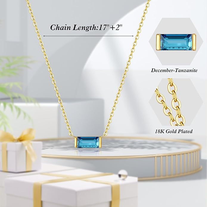 JSJOY Gold Birthstone Necklace for Women Dainty Birthstone Pendant Necklace for Teens Birthday Gifts Jewelry for Mothers Wife Grandma Graduation Gifts for Teenagers