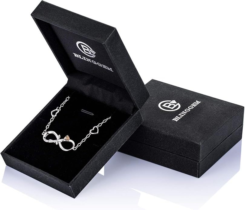 BlingGem Anklets for Women 925 Sterling Silver Infinity Hear Ankle Bracelet Cubic Zirconia Rose Gold Summer Beach Stylish Foot Chain Summer Vacation Jewelry Gift for Mom Women