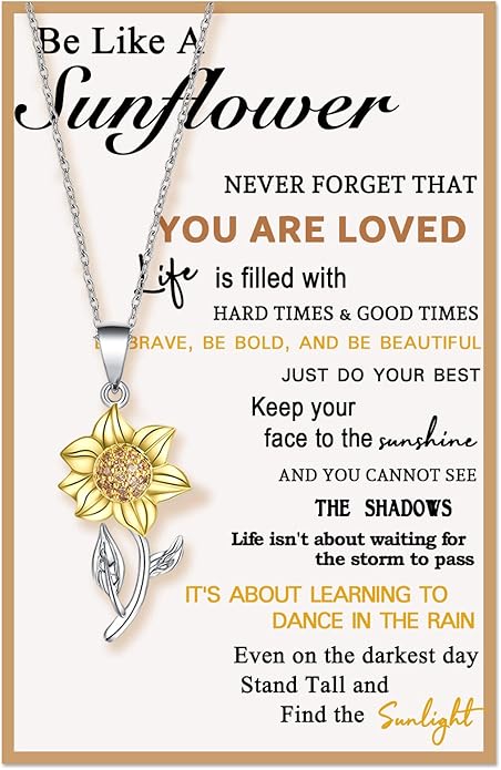 Tarsus Sunflower Necklace, You are My Sunshine, Sunflower Gifts Ideas for Women, Inspirational Gifts for Women Teen Girls Birthday Christmas Valentines Day