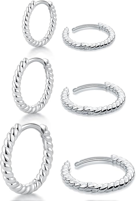 micuco 3 Pairs Small Hoop Earrings Set for Women, 14K Gold Plated Huggie Hoop Earrings for Men, Tiny Cartilage Hypoallergenic Earring Set