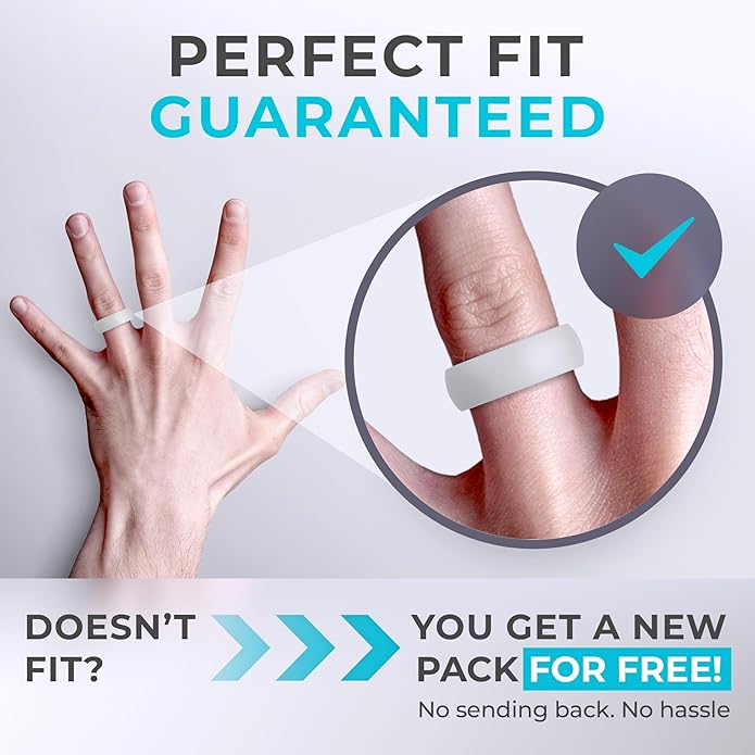 ThunderFit Silicone Rings for Him and Her, Rubber Wedding Engagement Bands Unisex, 1.8mm Thick in 4mm & 8mm Widths