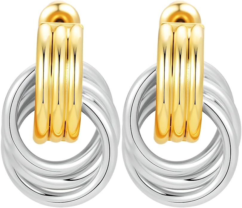 Trendy 14K Gold Plated Knot Earrings are Thick and Charming Pendant Earrings for Women They are Lightweight Hypoallergenic Fashion Accessories Jewelry Gifts for Women