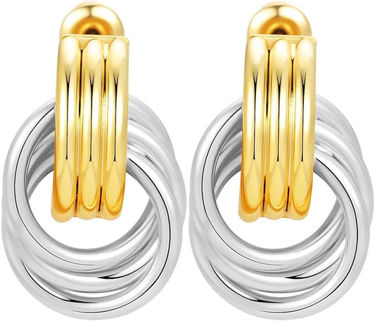 Trendy 14K Gold Plated Knot Earrings are Thick and Charming Pendant Earrings for Women They are Lightweight Hypoallergenic Fashion Accessories Jewelry Gifts for Women