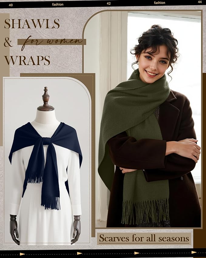 Oakgarden 3 Pack Winter Scarf for Women Pashmina Scarves Shawl Wraps Bridesmaid Gifts for Evening Dresses