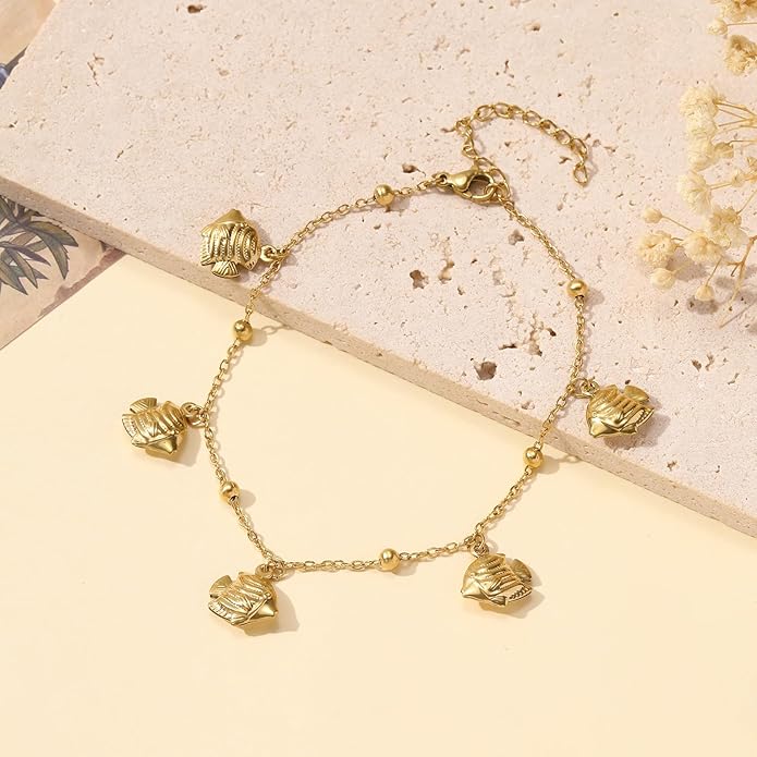 Lit Wall Gold Anklets for Women 18K Gold Plated Adjustable Summer Simple Foot Jewelry Ankle Bracelet for Women