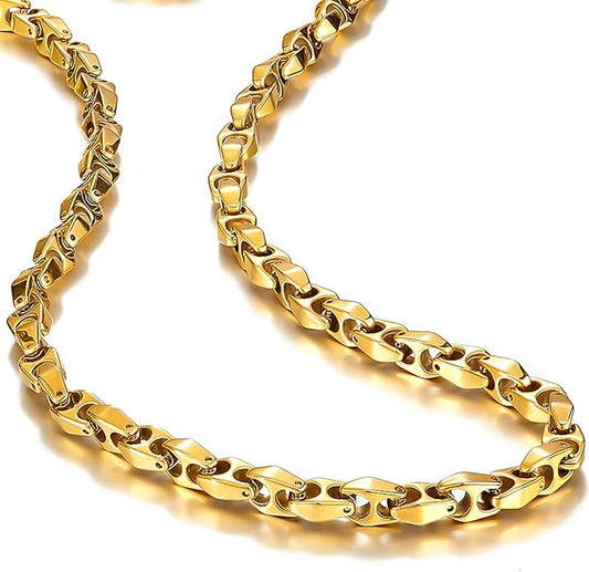 Urban Jewelry Astro Snake 18K Gold plated/Stainless steel Men's Heavy Weight Tungsten Carbide Base Link Necklace Chain