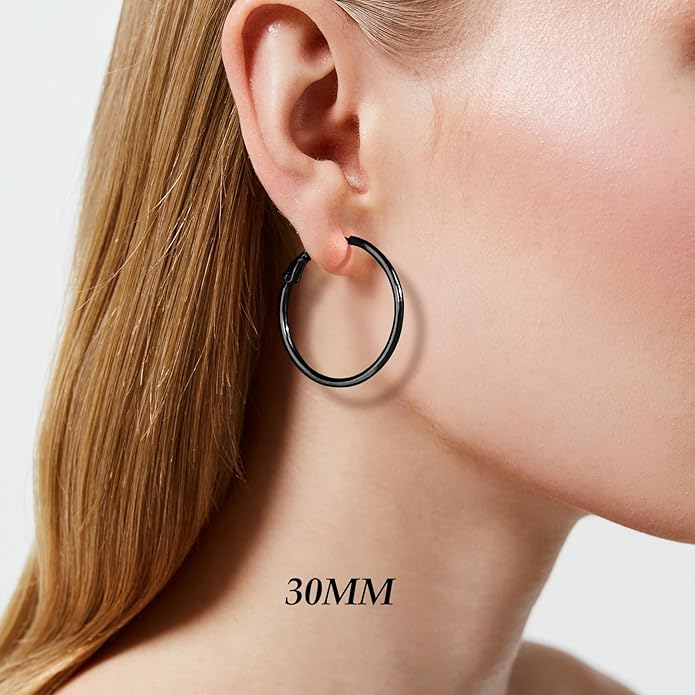 Big Gold Hoop Earrings for Women Hypoallergenic 925 Sterling Silver Post Thin Loop 14K Gold Plated Hoop Earrings Set for Women, 3 Pairs