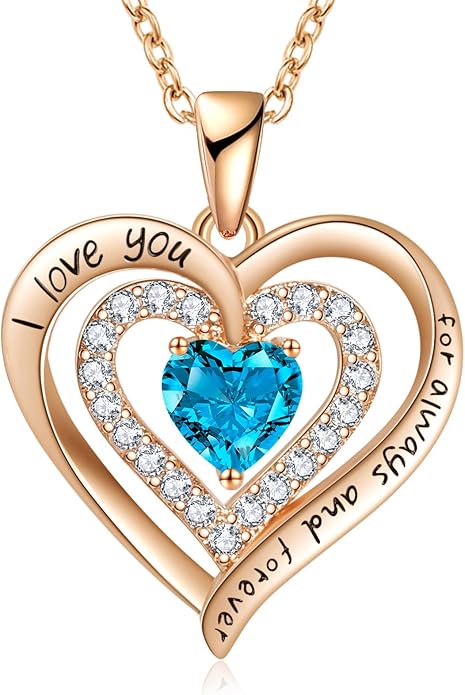 REDBEE Necklaces for Women Birthstone Heart Necklace Jewelry for Wife Girlfriend Woman Necklace