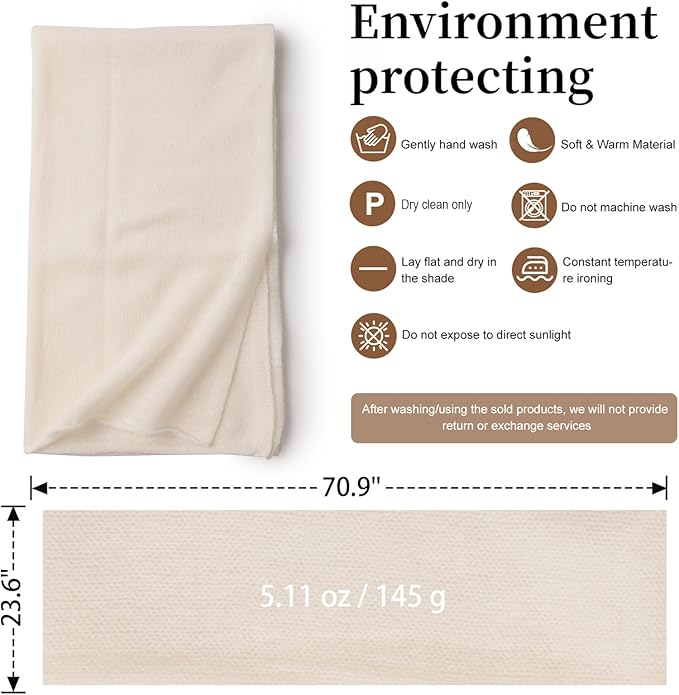 WASALUYA 100% Cashmere Scarf for Women - Knitted Lightweight Travel Wrap, Soft Large Shawl, 71x24 Inches, Luxury Gift