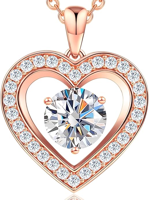 31-Stone Birthstone Heart Necklace for Women | 2ct Moissanite & 30 Sparkling Accents | Valentine's Day, Birthday,Mother's Day, Christmas Gift for Wife, Mother, Girlfriend