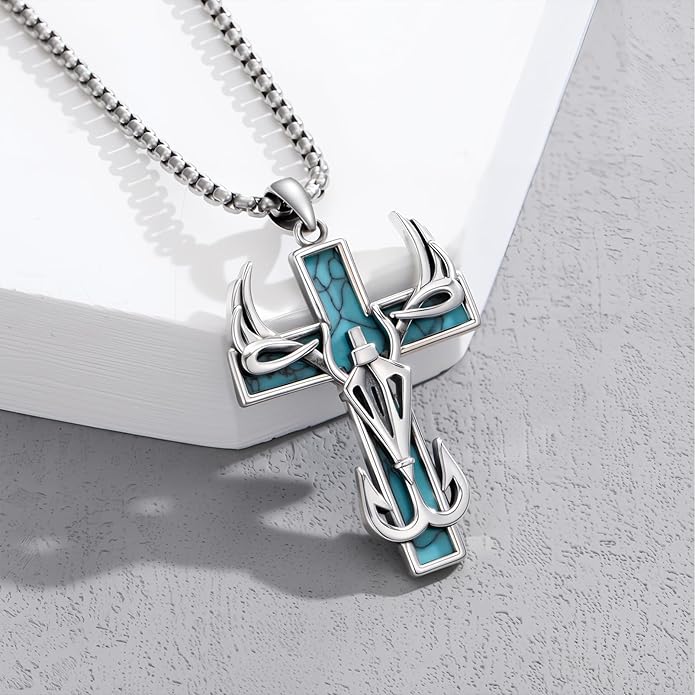 KoyeKei Cross Necklace for Men 925 Sterling Silver Celtic Cross Pendant Christian Jewelry Religious Christmas Gifts for Women