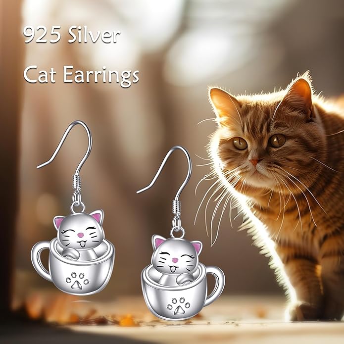 Animal Earrings 925 Sterling Silver Dangle Earrings Leverback Earrings Animal Jewelry for Women