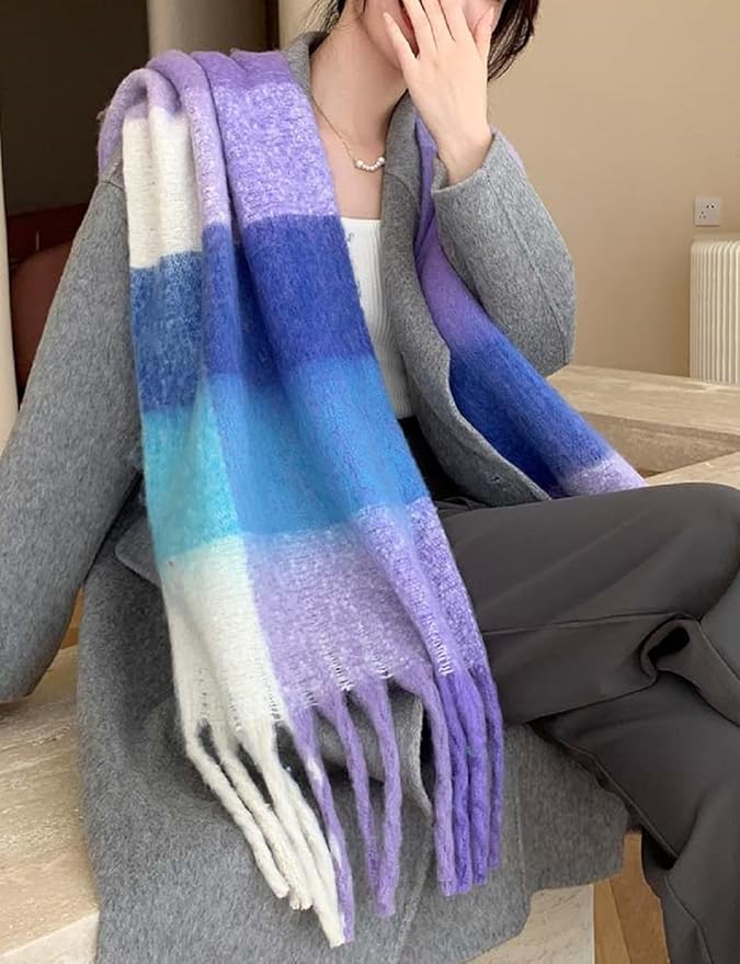 Wander Agio Winter Women Warm Scarf Long Shawl Large Scarves Cold Weather Thick Blanket Scarfs Colorful Plaid