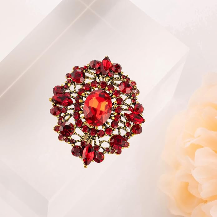 LAXPICOL Vintage Clear Austrian Crystal Brooch Pin for Women Elegant Wedding Bridal Brooches Broach Pin 1.69"*1.39"