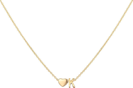 Initial Heart Necklace 18K Gold Plated Stainless Steel Tiny Heart Letter Necklace Personalized Monogram Name Necklace for Women
