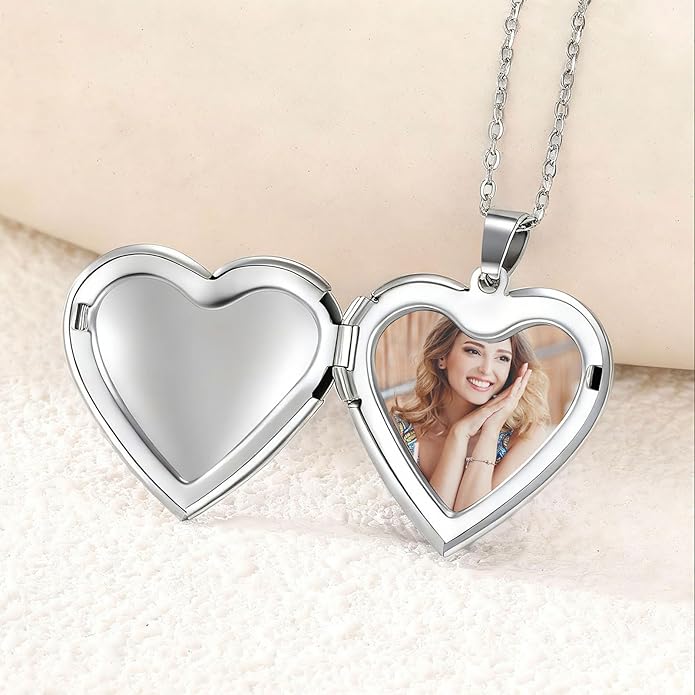 PHOCKSIN Personalized Locket Necklace for Women Photo Necklace with Customized Picture Birth Flower Birthstone New Years Gifts for Women