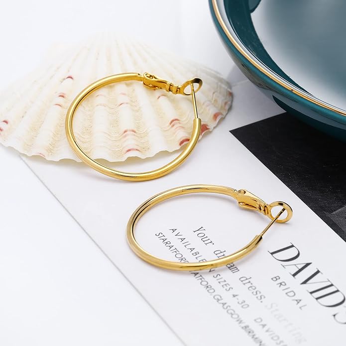 Gacimy Gold Hoop Earrings for Women 14K Gold Plated, 925 Sterling Silver Post Hypoallergenic Earrings Hoops for Women