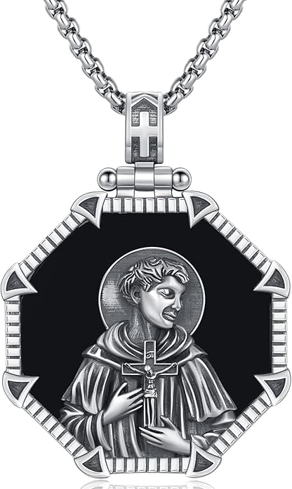 Taioiat Saint Necklace 925 Sterling Silver St Necklace Amulet Pendant Jewelry Religious Gift for Men Women