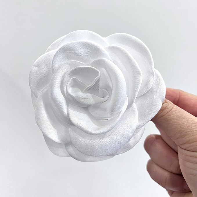 Sanrich Women's Brooches 4pcs Rose Flower Hair Clip Mexican Hair Flowers Clips Hairpin Brooch Tea Party Hats Headpieces (white)