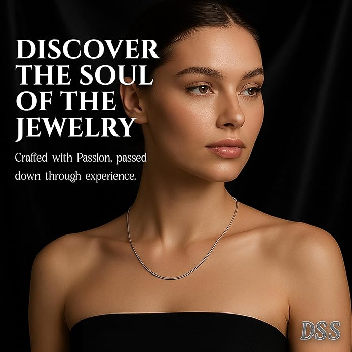 DSS 925 Sterling Silver Necklace for Women, 8 Sided Snake Chain 1mm, Lobster Claw Clasps, Sterling Silver Chain, Italian Jewelry for Women, 20in