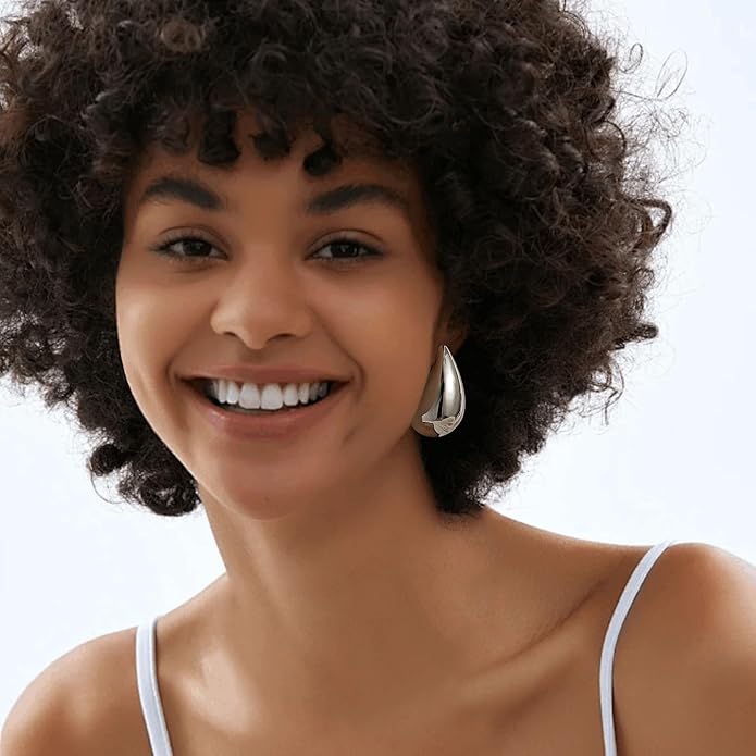Gacimy Teardrop Earrings Dupes for Women 14K Gold Plated, Chunky Drop Earrings for Women with 925 Sterling Silver Post