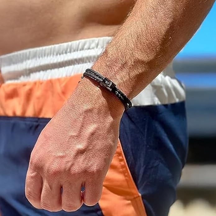 Rowdy Parrot The Driftwood FlexTech Adjustable Silicone Rope Bracelet: Waterproof, Sweatproof, Sunproof, Minimalist Surf, Golf Jewelry for Men - One Size Fits All