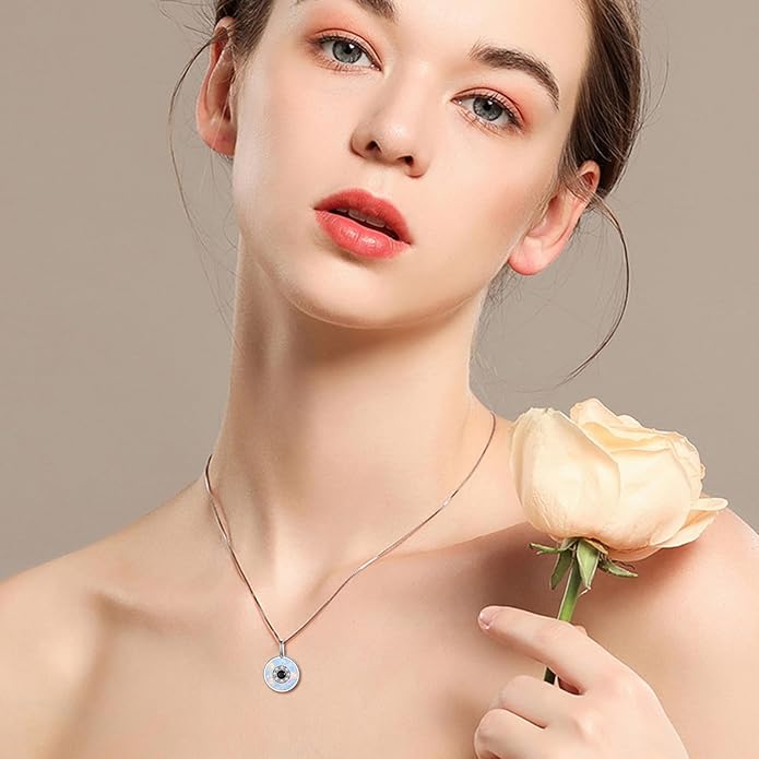PEIMKO Evil Eye Necklace for Women 925 Sterling Silver Greek Protection Evil Eye Necklaces Jewelry Amulet Gift for Women