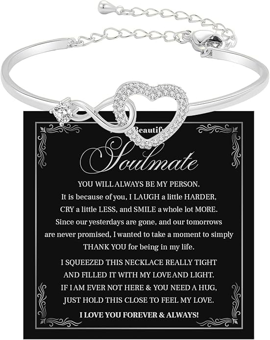 To My Soulmate Bracelet For Women With Heartfelt Message Card & Elegant Box, Bracelet For Girls, Soulmate Birthday, Wedding, Christmas Jewelry Gift From Boyfriend, Husband