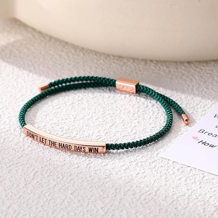 KHKINDPRO Dont Let The Hard Days Win Bracelet for Women Men, Handmade Braided Adjustable Wrap Stainless Steel To My Daughter/Best Friend Inspirational Gifts Ladies Jewelry