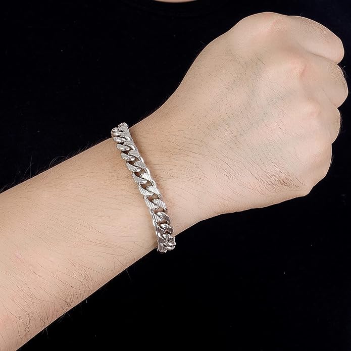 H&Beautimer Fashion 925 Sterling Silver Classic Cuban Chain Bracelet 10mm-7 "8" 9 "10" Curb Cuban Bracelet Solid Thick Large Link Bracelet For Men Jewelry Gift