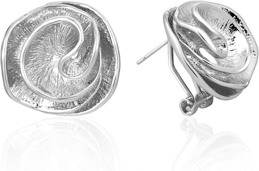 Two Tone Earrings for Women Gold and Silver Crossover Half Hoop Statement Earring Designer Stud Earrings