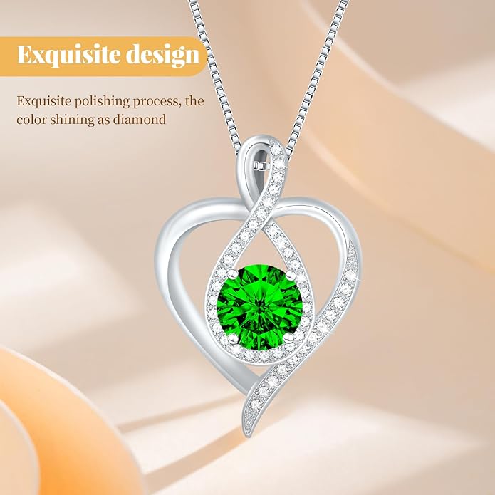925 Sterling Silver Infinity Heart Necklace for Women, Rhodium Plated Cubic Zirconia Pendant Gift for Girlfriend Wife Mom - Anniversary Valentine's Day Birthday Present with Elegant Gift Box