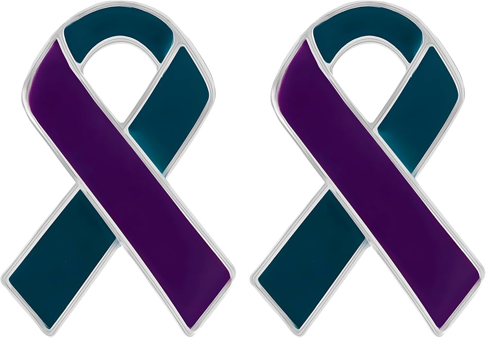 Suicide Awareness and Prevention Pin - Bulk Packs - Variety Pack of Teal & Purple Ribbon Pin Perfect for Support Groups, Gift-Giving and Fundraising