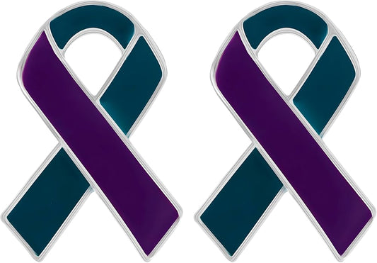 Suicide Awareness and Prevention Pin - Bulk Packs - Variety Pack of Teal & Purple Ribbon Pin Perfect for Support Groups, Gift-Giving and Fundraising