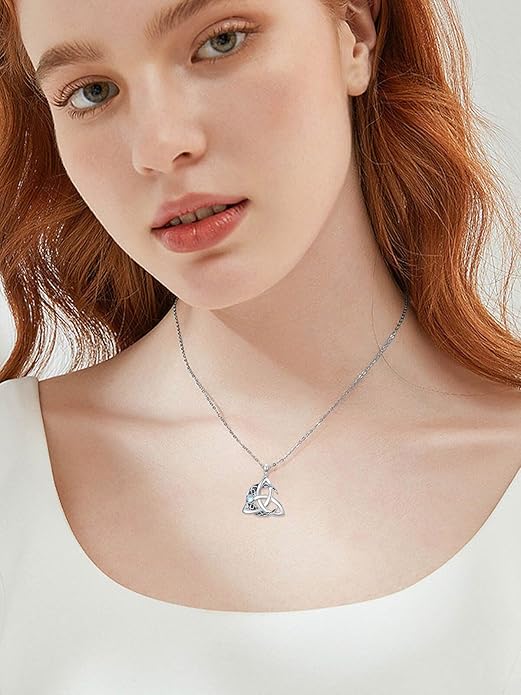 WINNICACA Christmas Gifts for Women Witches Knot Celtic Knot Necklace Sterling Silver Celtic Jewelry Protection Necklaces Irish Jewelry Birthday Gifts for Women Mom Wife Her