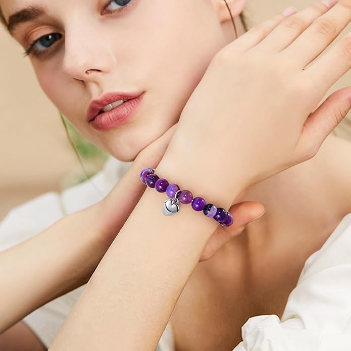 VIBILIA Cross Beaded Bracelets for Women, Inspirational Natural Heart Religious Bracelets for Women, Birthday Christian Gifts for Women on Thanksgiving Christmas Gifts