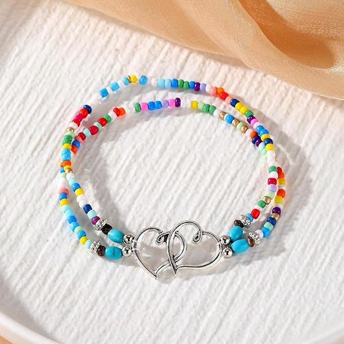 Shell Ankle Bracelet Set for Women, Gold Plated Boho Bead Adjustable Anklet, Hawaiian Beach Seashell Pearl Heart Starfish Conch Foot Jewelry Gifts
