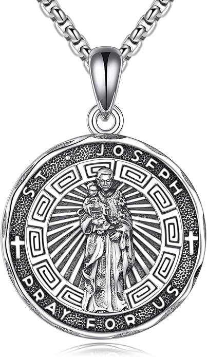 YFN Patron Saint Necklace Sterling Silver Amulet Medal Pendant Religious Protector Jewelry Gifts for Women Men