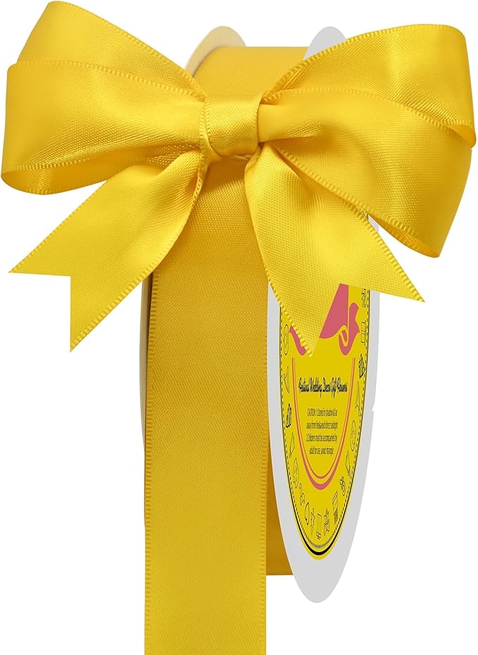 LEEQE Maize Yellow Satin Ribbon 1 inch X 50 Yards Polyester Ribbon for Gift Wrapping Very Suitable for Weddings Party Hair Bow Invitation Decorations and More