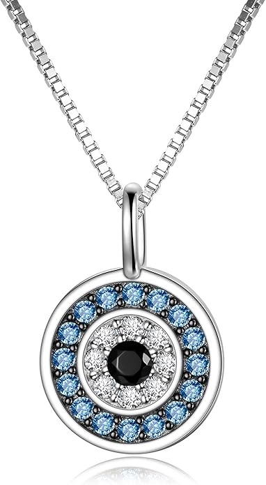 PEIMKO Evil Eye Necklace for Women 925 Sterling Silver Greek Protection Evil Eye Necklaces Jewelry Amulet Gift for Women