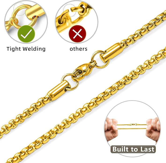 Romass 2 Pcs Cross Necklace for Men Boys,Stainless Steel Pendant Silver Black Gold Crosses Chain Jewelry Gifts Box 16-30 inches