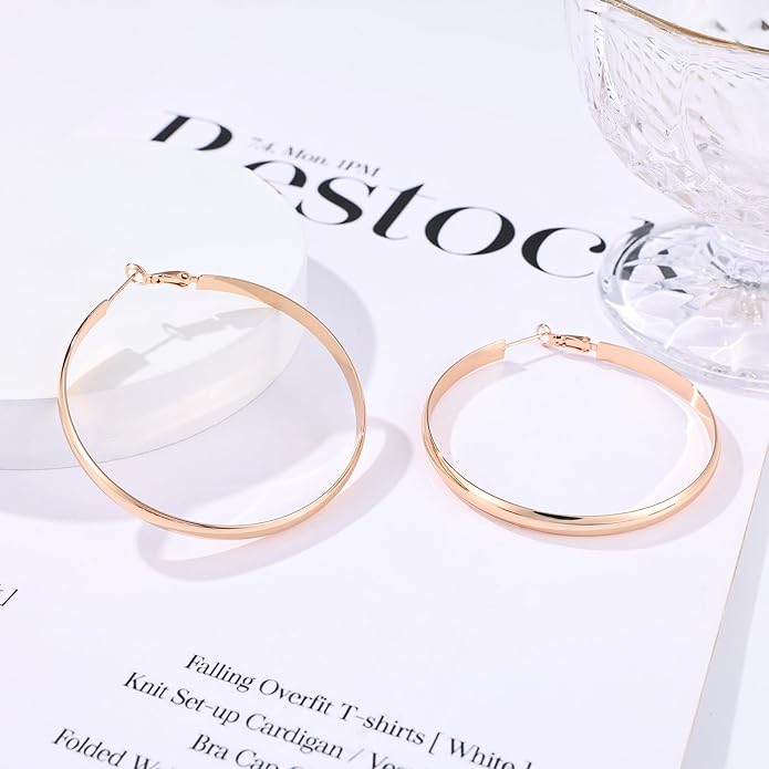 Gacimy 14K Gold Plated Hoop Earrings for Women, 14k Real Gold Plated with 925 Sterling Silver Post, Hypoallergenic Lightweight Thick Hoops Earrings for Women Trendy