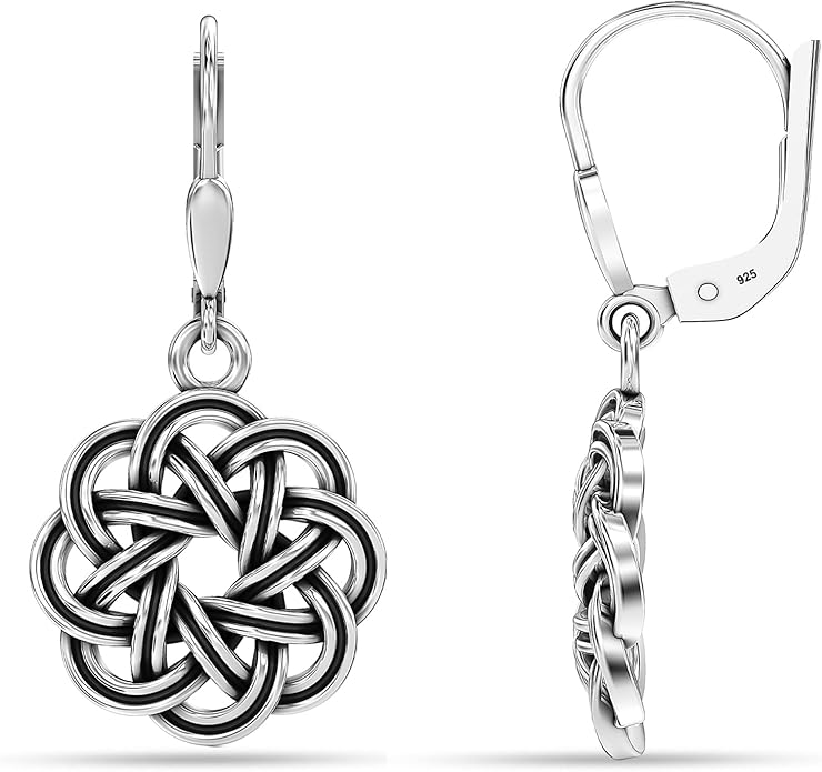 LeCalla 925 Sterling Silver Leverback Drop Earrings | Lightweight Celtic-Knot Filigree Heart Teardrop Dangle Earring for Women's Gift for Her
