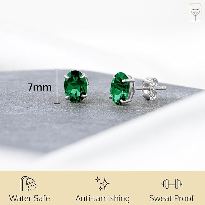 14k Gold Oval Stud Earrings for Women with Push Backs | 7x5mm Gemstone Birthstone Earrings | Real 14 Karat Gold Earrings Studs | Hypoallergenic Gemstone Stud Earrings for Women by MAX + STONE