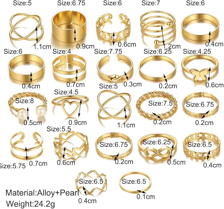 FAXHION Gold Knuckle Rings Set for Women Snake Chain Stacking Ring Vintage BOHO Midi Rings SIze Mixed