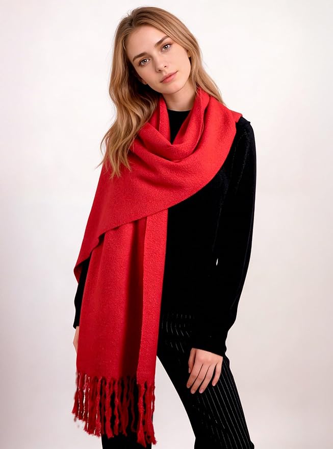 Achillea Warm Cashmere-Feel Winter Scarf – Thick Pashmina Shawl Wrap for Cold Weather