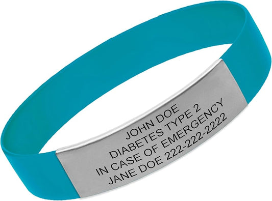 Personalized Medical Alert Bracelet for Men & Women – Custom Engraved Waterproof Silicone Wristband with Stainless Steel ID Plate – Medical ID Bracelet for Allergies, Conditions, ICE Info & Emergency Card