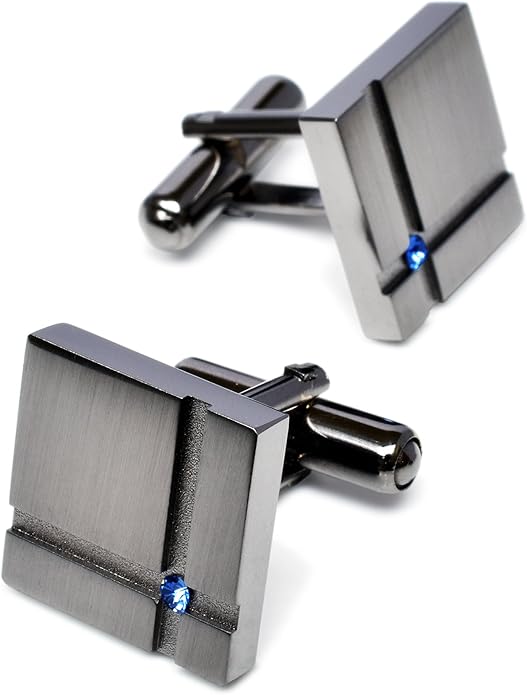 [TAVARAT] Cufflinks for Men Black Silver Red Blue Crystal glass Tps-040