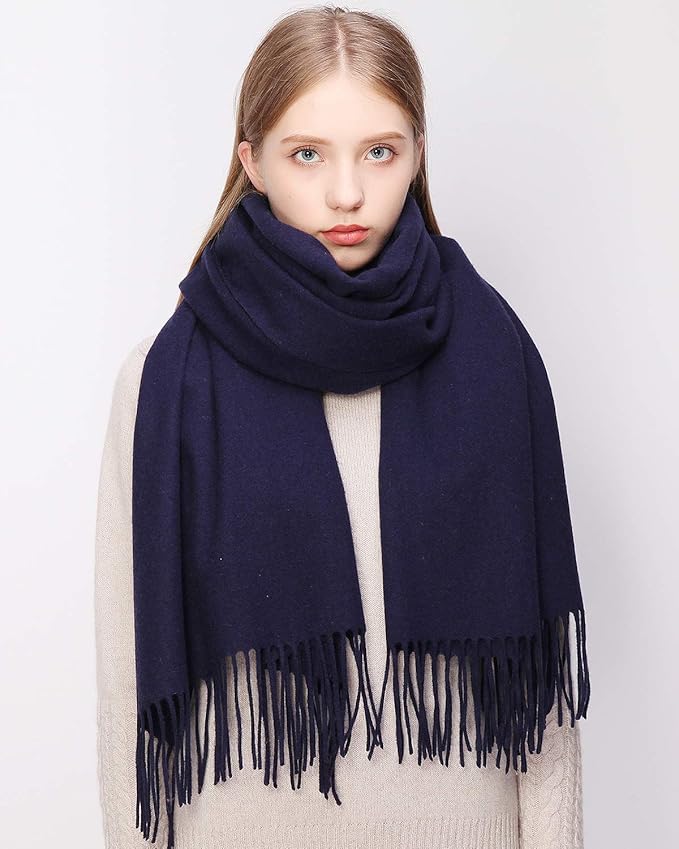 RIIQIICHY 100% Wool Scarf Pashmina Shawls and Wraps for Women Cashmere Warm Winter More Thicker Soft Scarves
